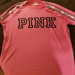 3/4 sleeve PINK pink shirt with pink on sleeve